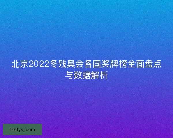北京2022冬残奥会各国奖牌榜全面盘点与数据解析 北京2022冬残奥会各国奖牌榜全面盘点与数据解析