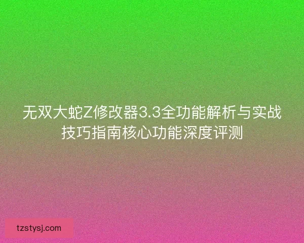 无双大蛇Z修改器3.3全功能解析与实战技巧指南核心功能深度评测 无双大蛇Z修改器3.3全功能解析与实战技巧指南核心功能深度评测