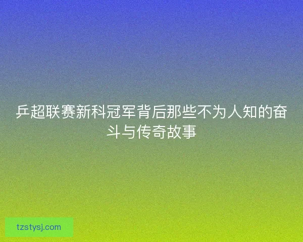 乒超联赛新科冠军背后那些不为人知的奋斗与传奇故事