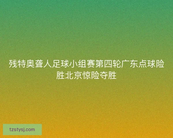 残特奥聋人足球小组赛第四轮广东点球险胜北京惊险夺胜