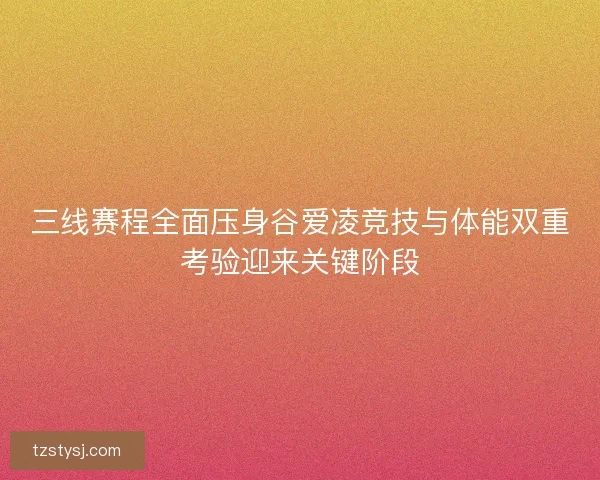 三线赛程全面压身谷爱凌竞技与体能双重考验迎来关键阶段 三线赛程全面压身谷爱凌竞技与体能双重考验迎来关键阶段
