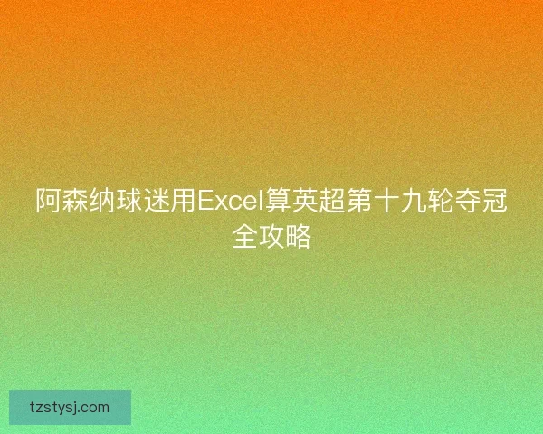阿森纳球迷用Excel算英超第十九轮夺冠全攻略