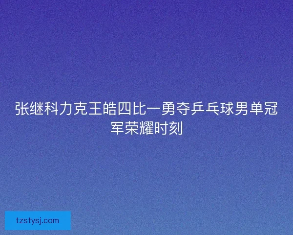 张继科力克王皓四比一勇夺乒乓球男单冠军荣耀时刻