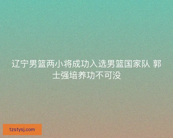 辽宁男篮两小将成功入选男篮国家队 郭士强培养功不可没